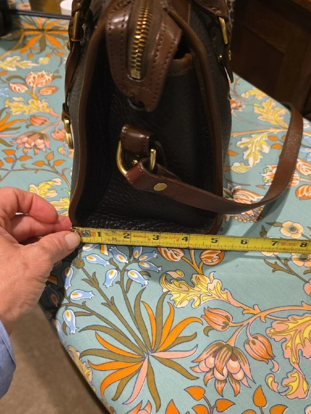 Dooney & Bourke Brown and Dark Brown Pebbled Leather Satchel